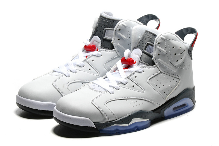 2016 Classic Air Jordan 6 White Grey Blue Sole Shoes