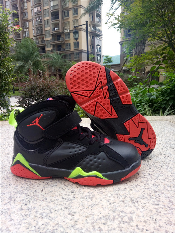 2016 Classic Air Jordan 7 Retro Black Red Green Shoes ForKids