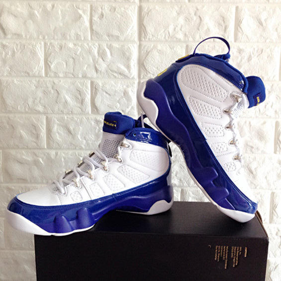 2016 Classic Air Jordan 9 Retro White Blue Yellow Jumpman Shoes