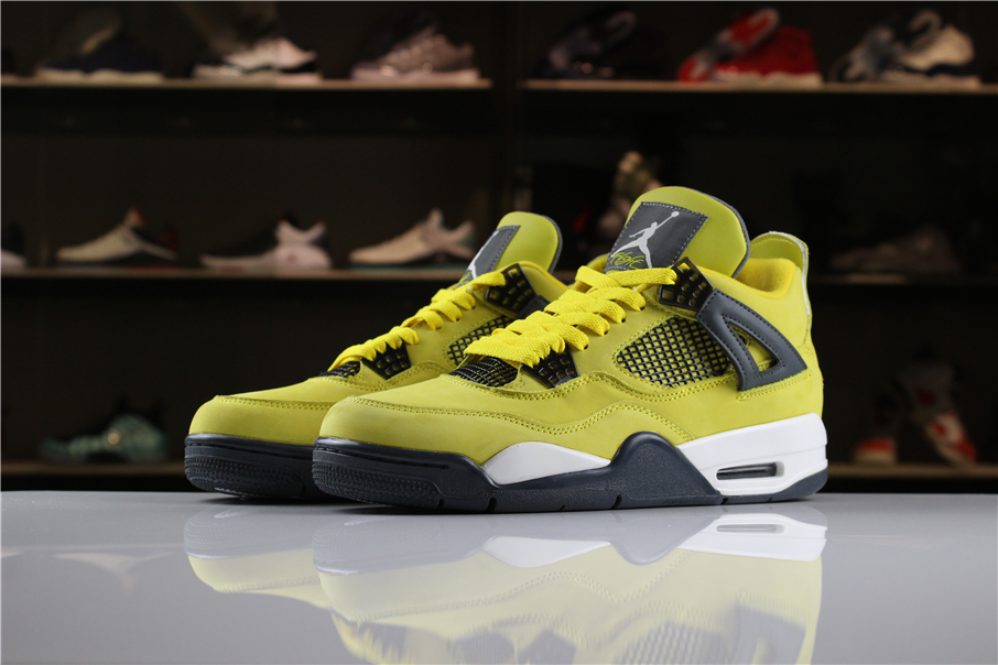 2018 Air Jordan 4 Lightning Tour Yellow Dark Blue Grey White - Click Image to Close