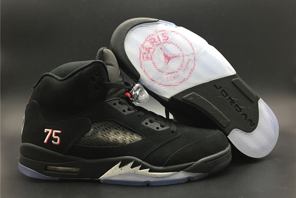 2018 air jordan 5 paris saint germain black white challenge red