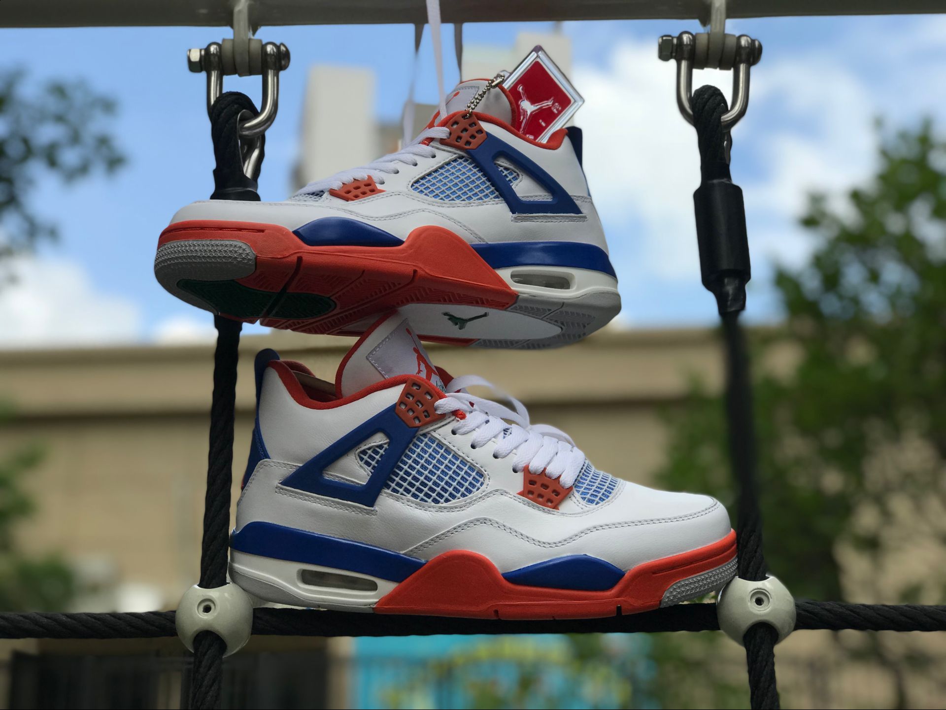 2018 new air jordan 4 custom knicks white royal blue orange