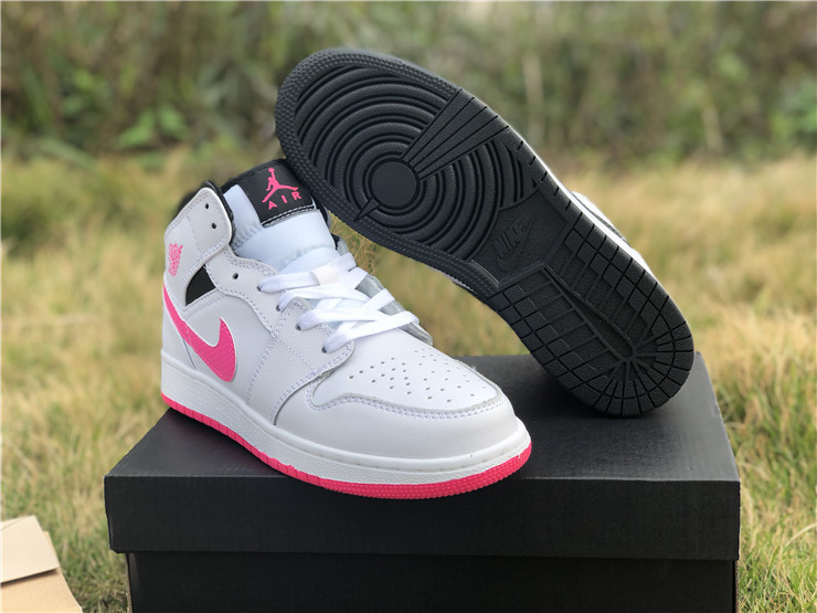 New Air jordan 1 mid hyper pink white black for girls shoes