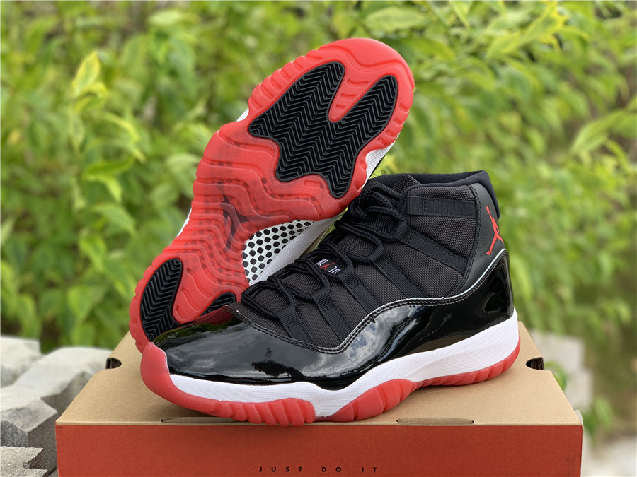 New Air jordan 11 retro bred black white varsity red lover shoes