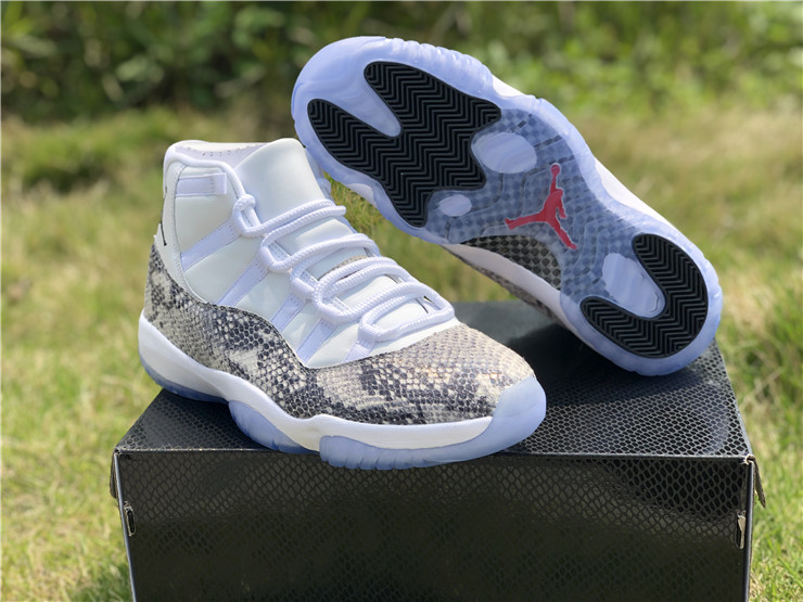 New Air jordan 11 retro snakeskin grey white shoes