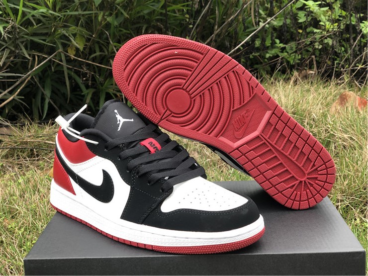 New Air jordan 1 low black toe black red shoes