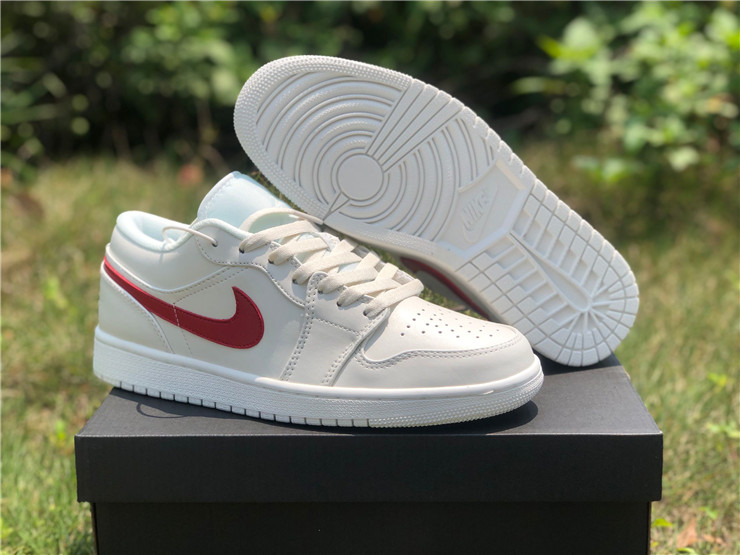 New Air jordan 1 low white red shoes