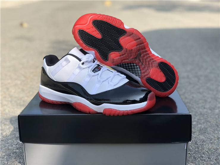 New Air jordan 11 low white black bred shoes