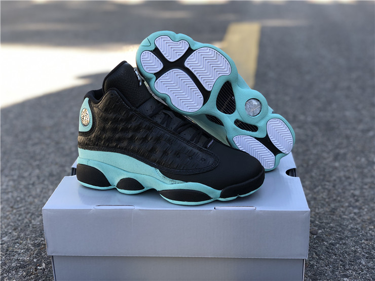 New Air jordan 13 retro black island green shoes