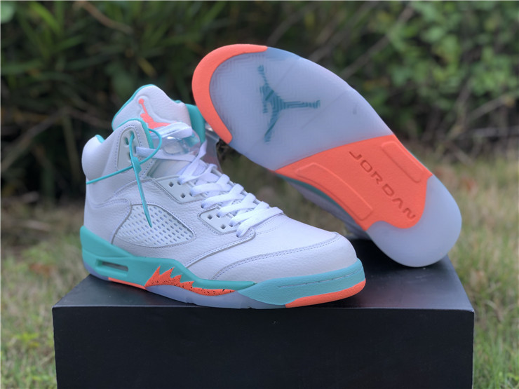 New Air jordan 5 crimson pulse light aqua white lover shoes