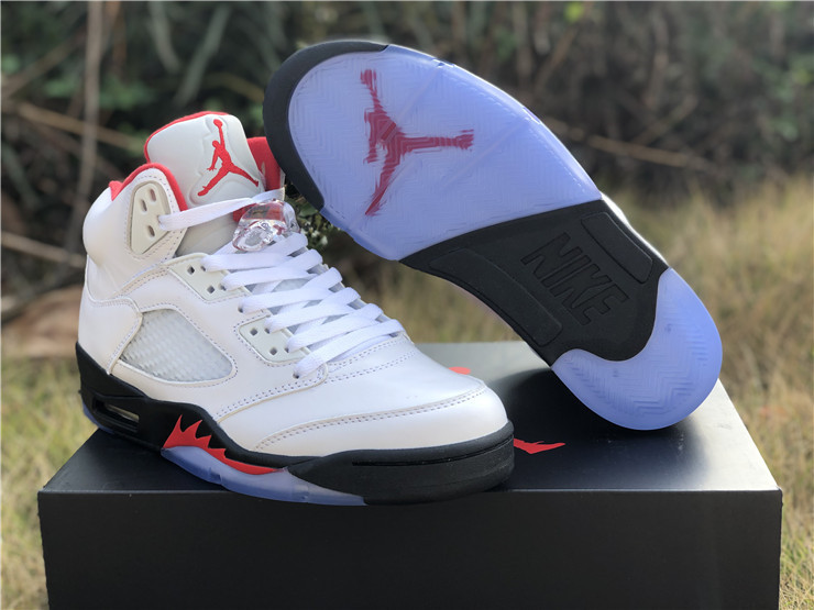 New Air jordan 5 fire red with 3m silver tongue lover shoes