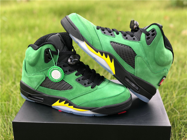 New Air jordan 5 retro oregon ducks black green shoes - Click Image to Close