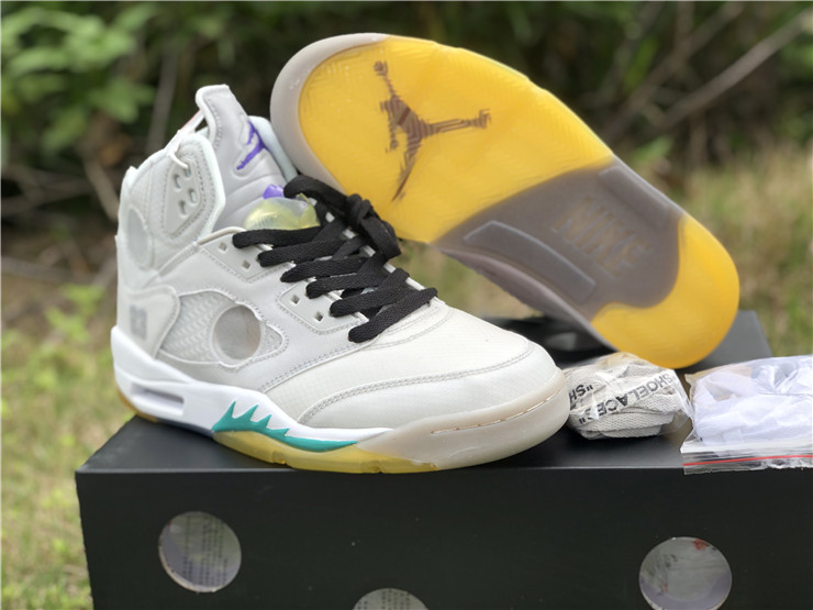 New Air jordan 5 white green shoes