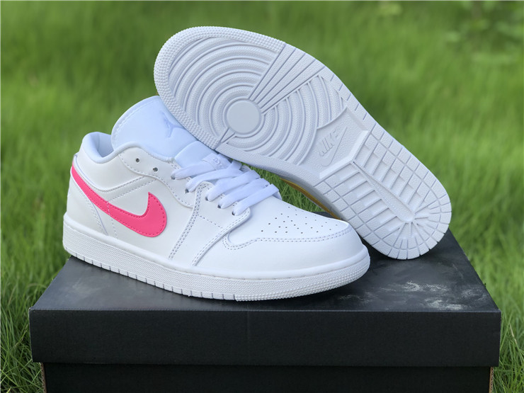 latest New Air jordan 1 low gs white neon multicolor swoosh shoes