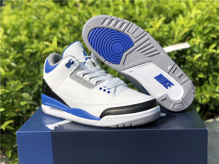 latest New Air jordan 3 retro white blue basketball shoes