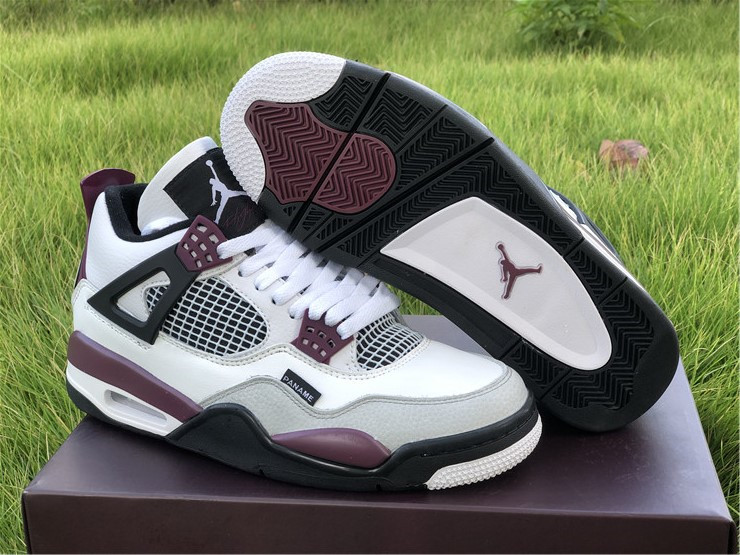 latest New Air jordan 4 psg white neutral grey black bordeaux shoes - Click Image to Close