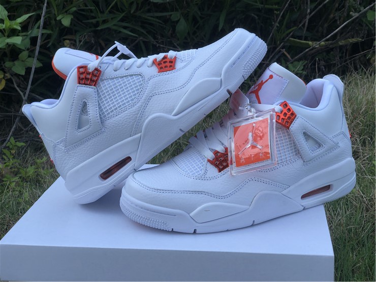 release New Air jordan 4 orange metallic shoes