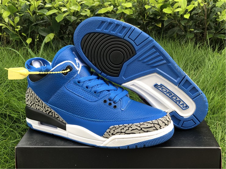 New Air jordan 3 retro blue black white shoes