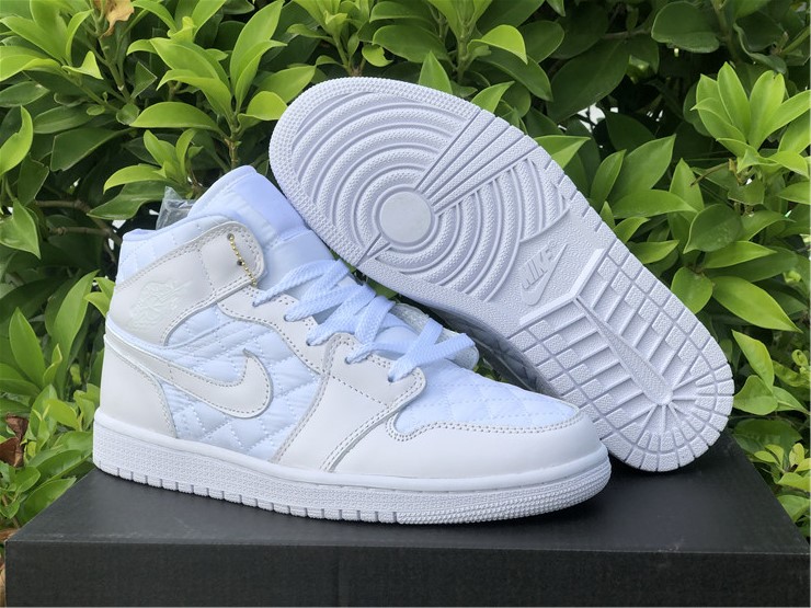 New Air jordan 1 mid se white quilted shoes - Click Image to Close