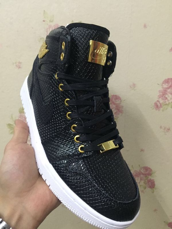 New Air Jordan 1 24K Shoes Black Gold