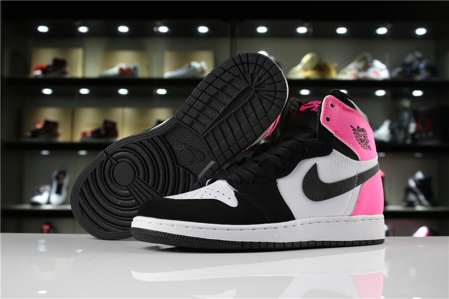 Air Jordan 1 High OG GS Valentines Day Black Hyper Pink White - Click Image to Close