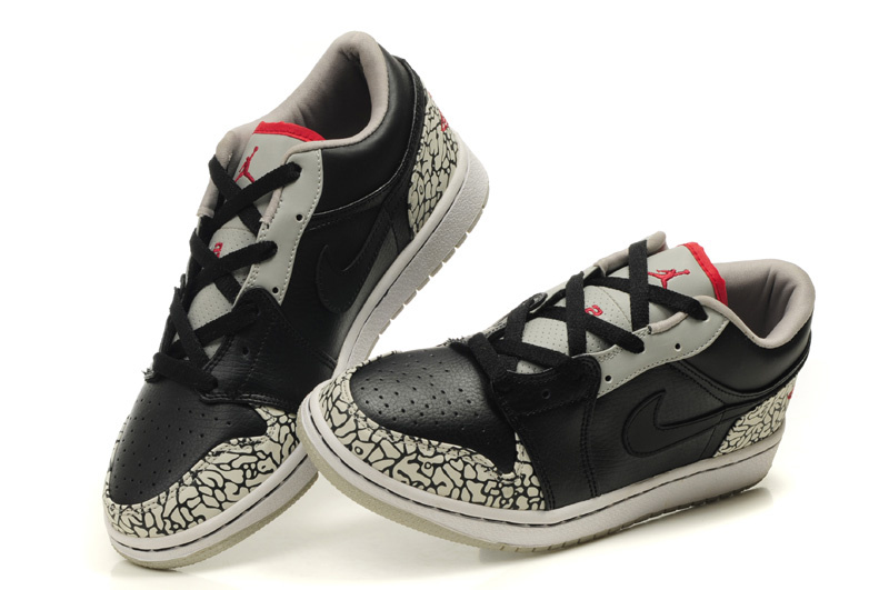 2012 Air Jordan 1 Low Black Grey Cement Shoes