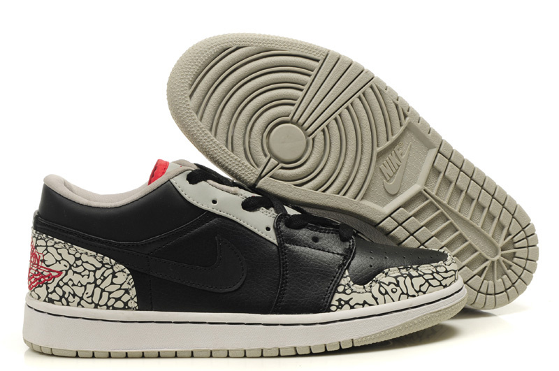 2012 Air Jordan 1 Low Black Grey Cement Shoes - Click Image to Close