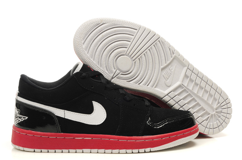 2012 Air Jordan 1 Low Black Red White Shoes - Click Image to Close
