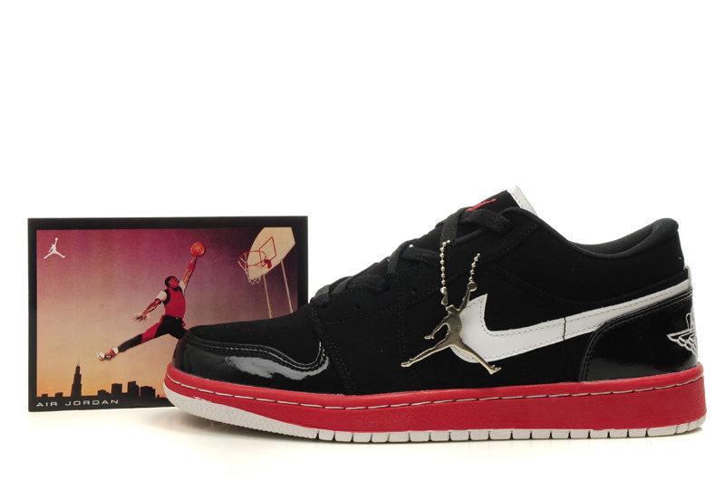 2012 Air Jordan 1 Low Black Red White Shoes - Click Image to Close