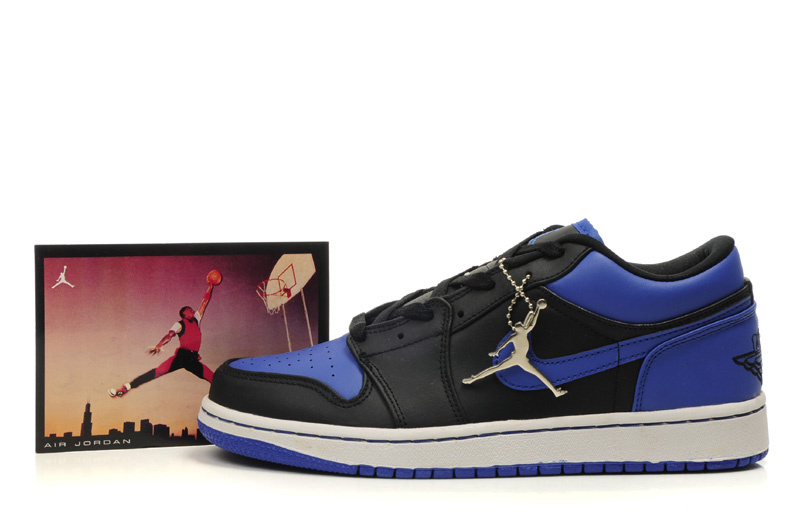 2012 Air Jordan 1 Low Black White Blue Shoes