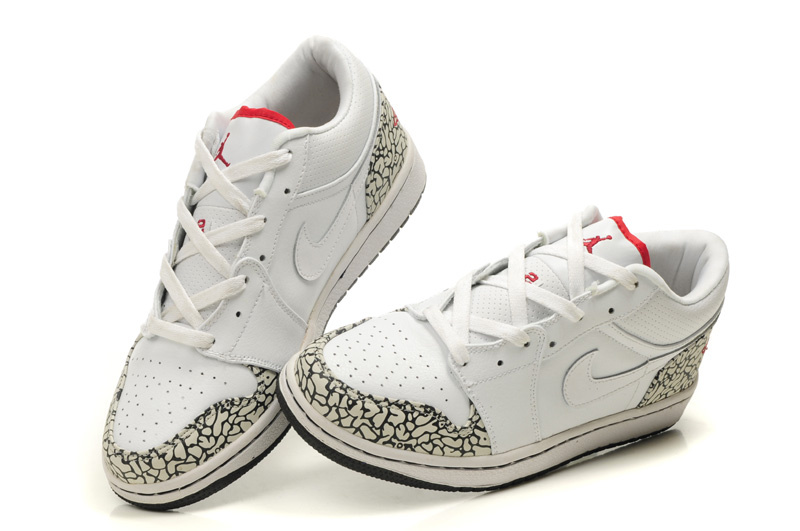 2012 Air Jordan 1 Low White Cement Black Shoes - Click Image to Close