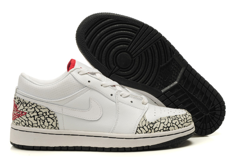 2012 Air Jordan 1 Low White Cement Black Shoes