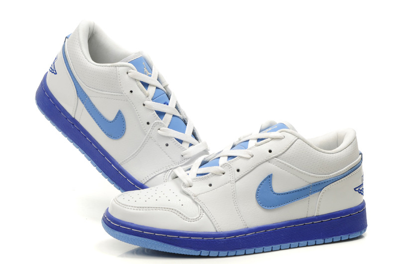 2012 Air Jordan 1 Low White Light Blue Shoes - Click Image to Close