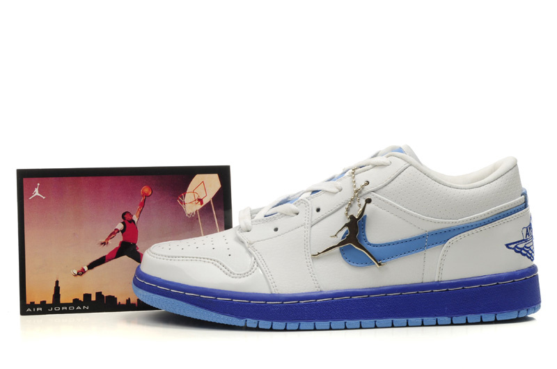 2012 Air Jordan 1 Low White Light Blue Shoes - Click Image to Close