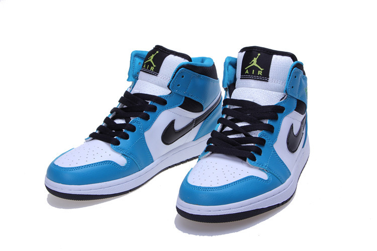 2015 Jordan 1 Mid White Blue Black Women