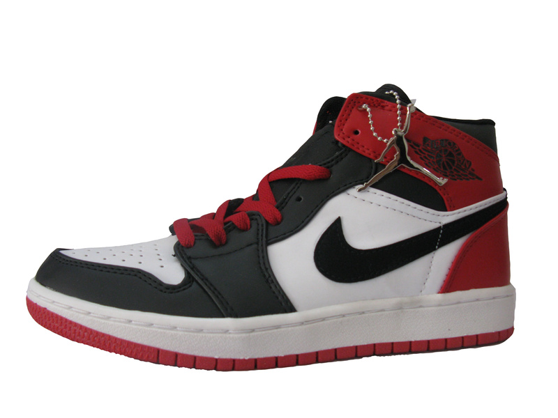 Original Air Jordan 1 Black White Red Shoes