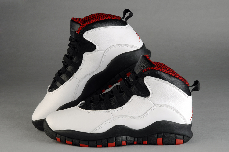 New Retro Air Jordan 10 Duplicate White Black Red Shoes