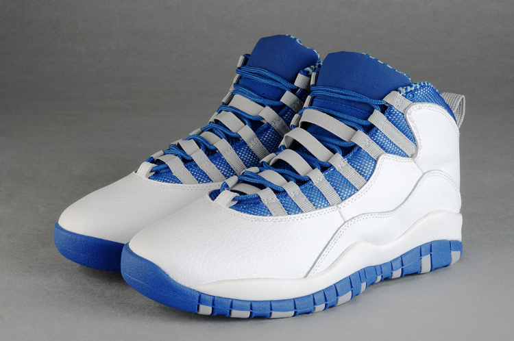 New Retro Air Jordan 10 Duplicate White Blue Shoes