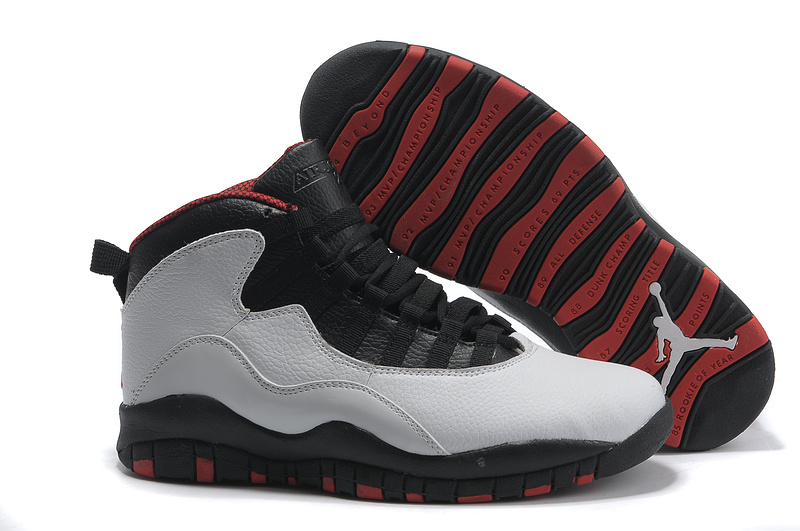 Air Jordan 10 Grey Black Red Shoes - Click Image to Close