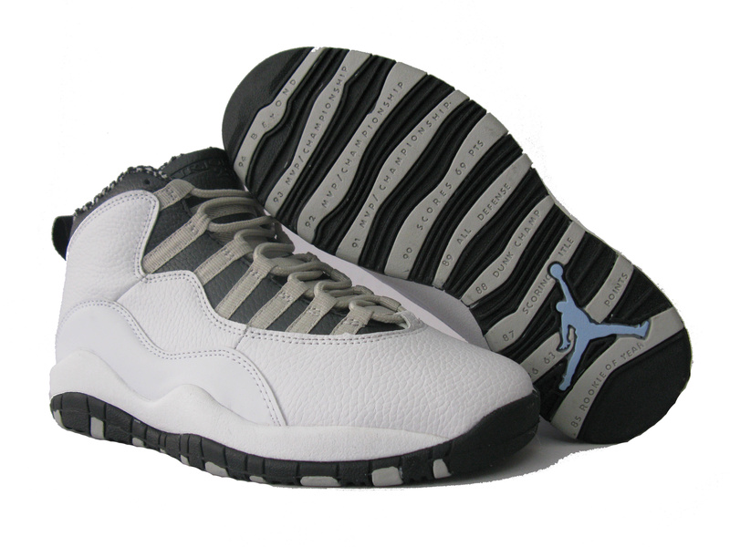 Air Jordan 10 White Grey Black Shoes - Click Image to Close