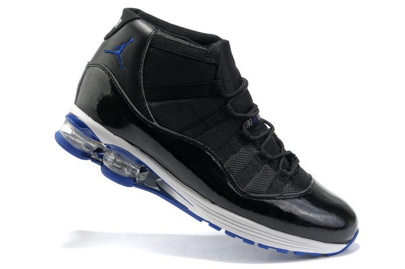 Comfortable Air Jordan 11 Cushion Black White Blue