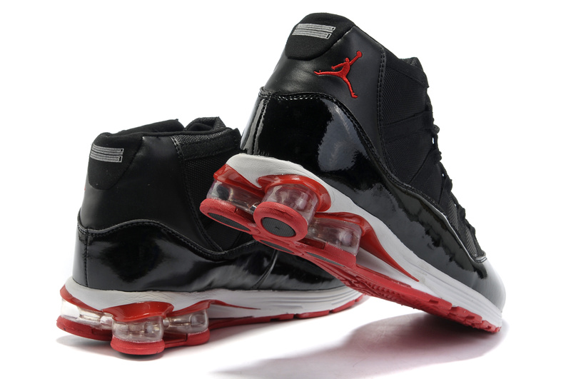 Comfortable Air Jordan 11 Comfortable Air Cushion Black White Red - Click Image to Close