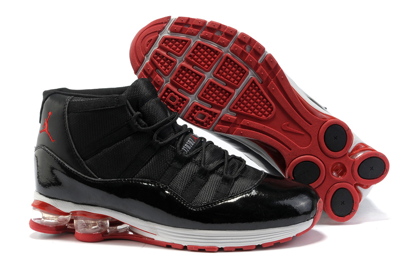 Comfortable Air Jordan 11 Comfortable Air Cushion Black White Red - Click Image to Close