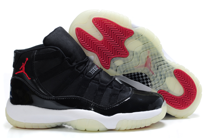 Popular Air Jordan 11 Midnight Black White Red - Click Image to Close