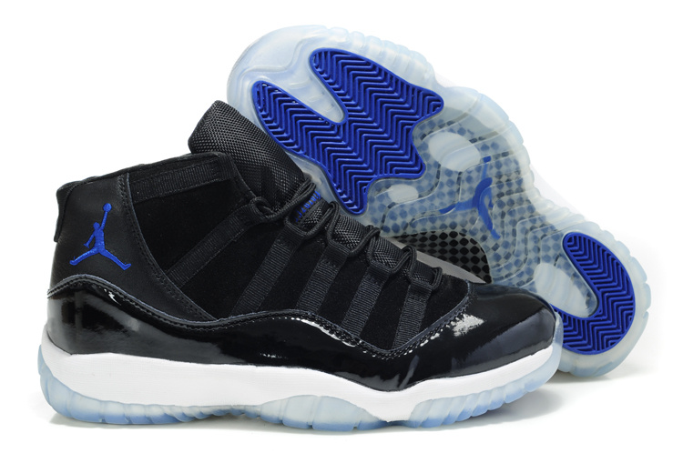 Comfortable Air Jordan 11 Suede Black White Blue Shoes