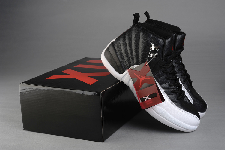 2015 Jordan 12 Black White Red For Women