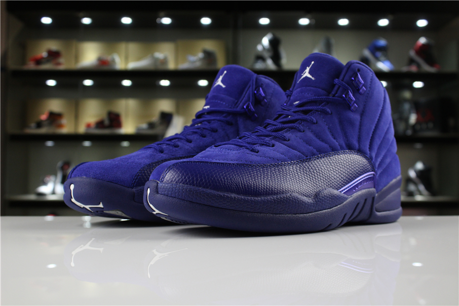 Air Jordan 12 Blue Suede Deep Royal Blue White Metallic Silver