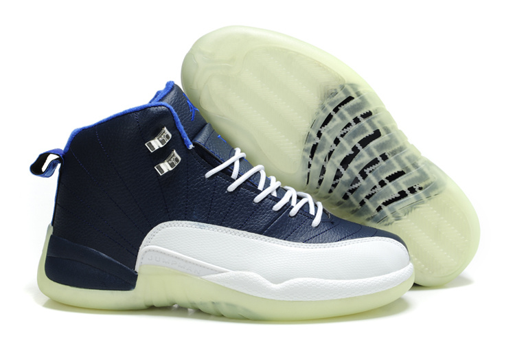 Special Air Jordan 12 Shine Sole Blue White Shoes - Click Image to Close