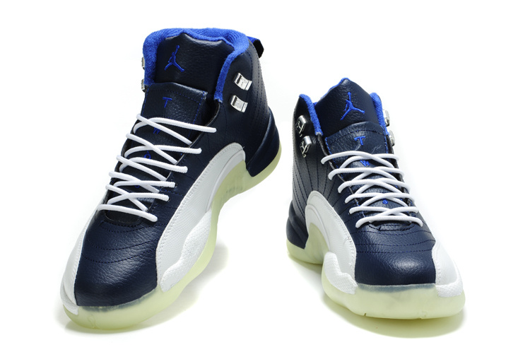 Special Air Jordan 12 Shine Sole Blue White Shoes