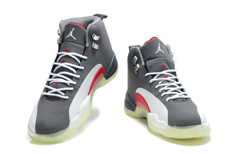 Special Air Jordan 12 Shine Sole Grey White Red Shoes